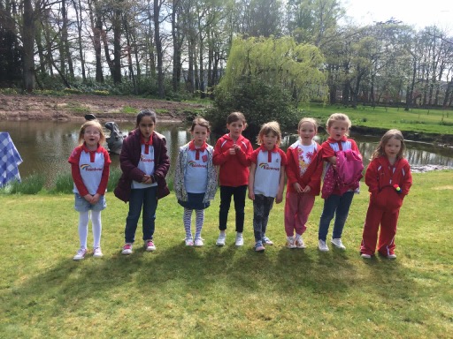 Rainbows posing for a photo in the grounds of Myres Castle