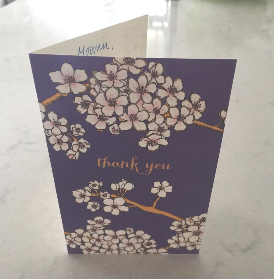 An example of a thank you card we get at Myres Castle from guests who have enjoyed their time with us